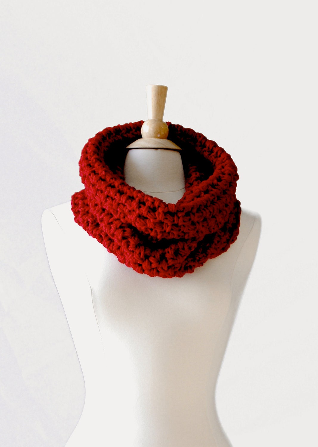 Red Crochet Cowl, Fall Fashion Accessories from Midwest Crochet