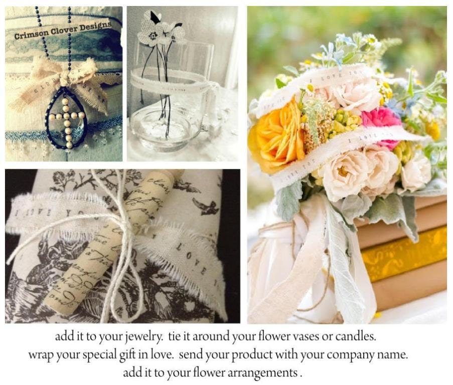 Wedding Decor Personalized Ribbon 6 yards I Love You - wedding favors decor decorations personalized gifts cream ribbon