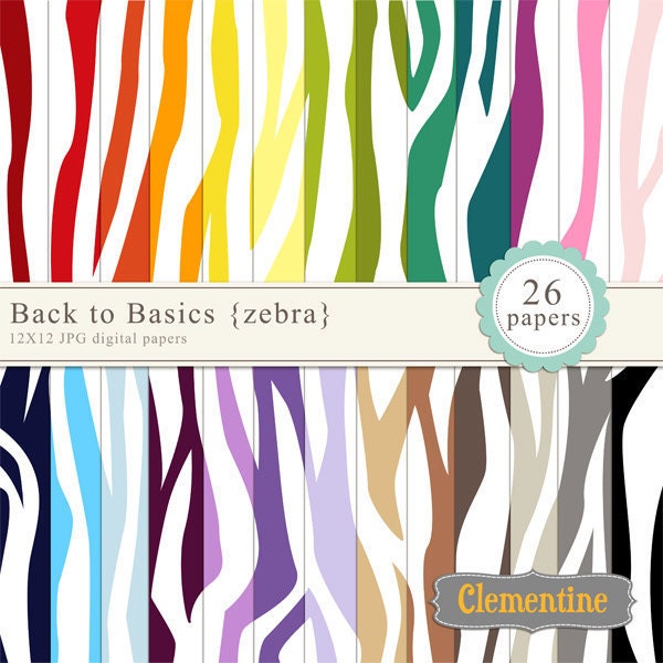 40% OFF SALE -Zebra digital paper 12x12, digital scrapbooking paper, royalty free commercial use- Instant Download