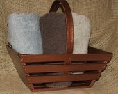 Repurposed Vintage Rustic Wood Basket Tote Painted Copper Storage - Shabby Chic, Rustic, Chippy Cottage, Cabin, Farmhouse