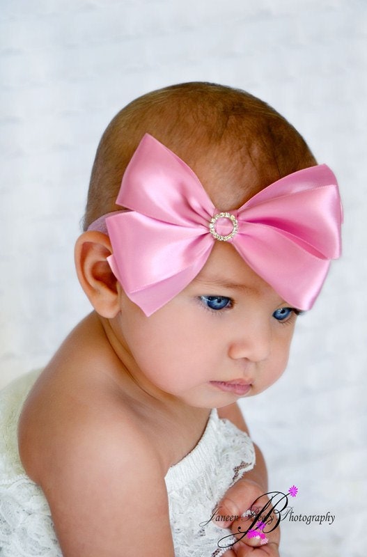 Wild Orchid Pink Sweet Satin Bow - Baby Toddler Child Girls Headband or Clip Hairbow