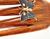 Vintage Ring, Butterfly Green, Blue, Fuchsia, Gold,   Upcycled,  Adjustable Ring No. 5
