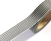 1 Roll of Black and White Pinstripe Masking Tape / Japanese Washi Tape (.60 inches x 33 feet)