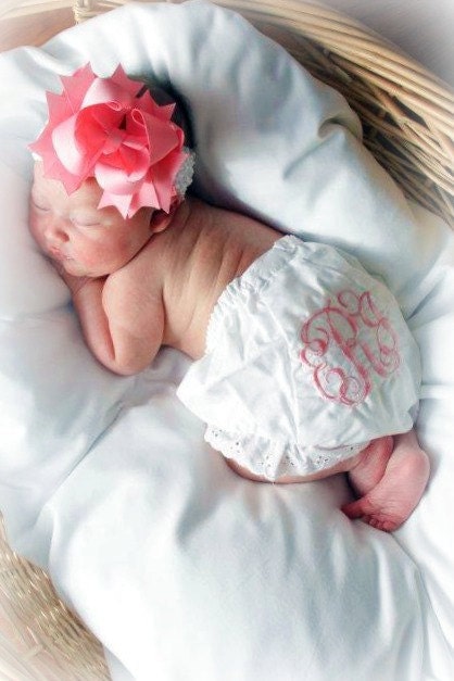 SALE Customizable Monogrammed Bloomers -- you pick thread colors and monogram style. Does not include ribbons.