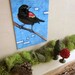 Illustrated Red Winged Black Bird Postcard - Black and Bold