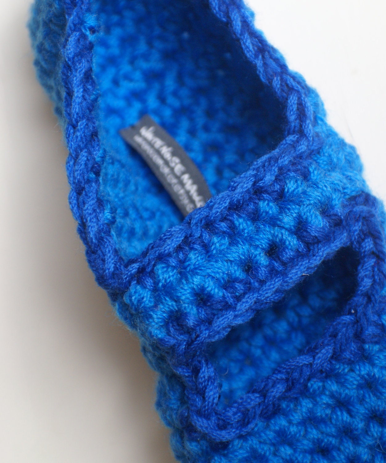 Crocheted Mary Jane House Slippers in Blue, Women's, House Shoes, Slipper Socks