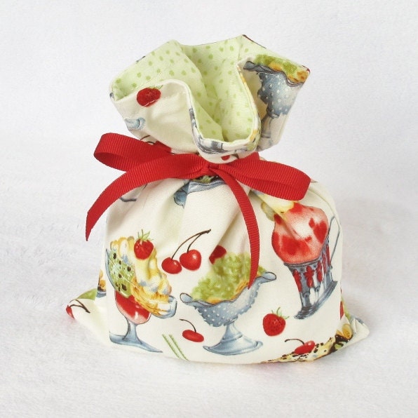 Fabric Gift Bag Itty Bitty - Michael Miller Ice Cream Sundaes