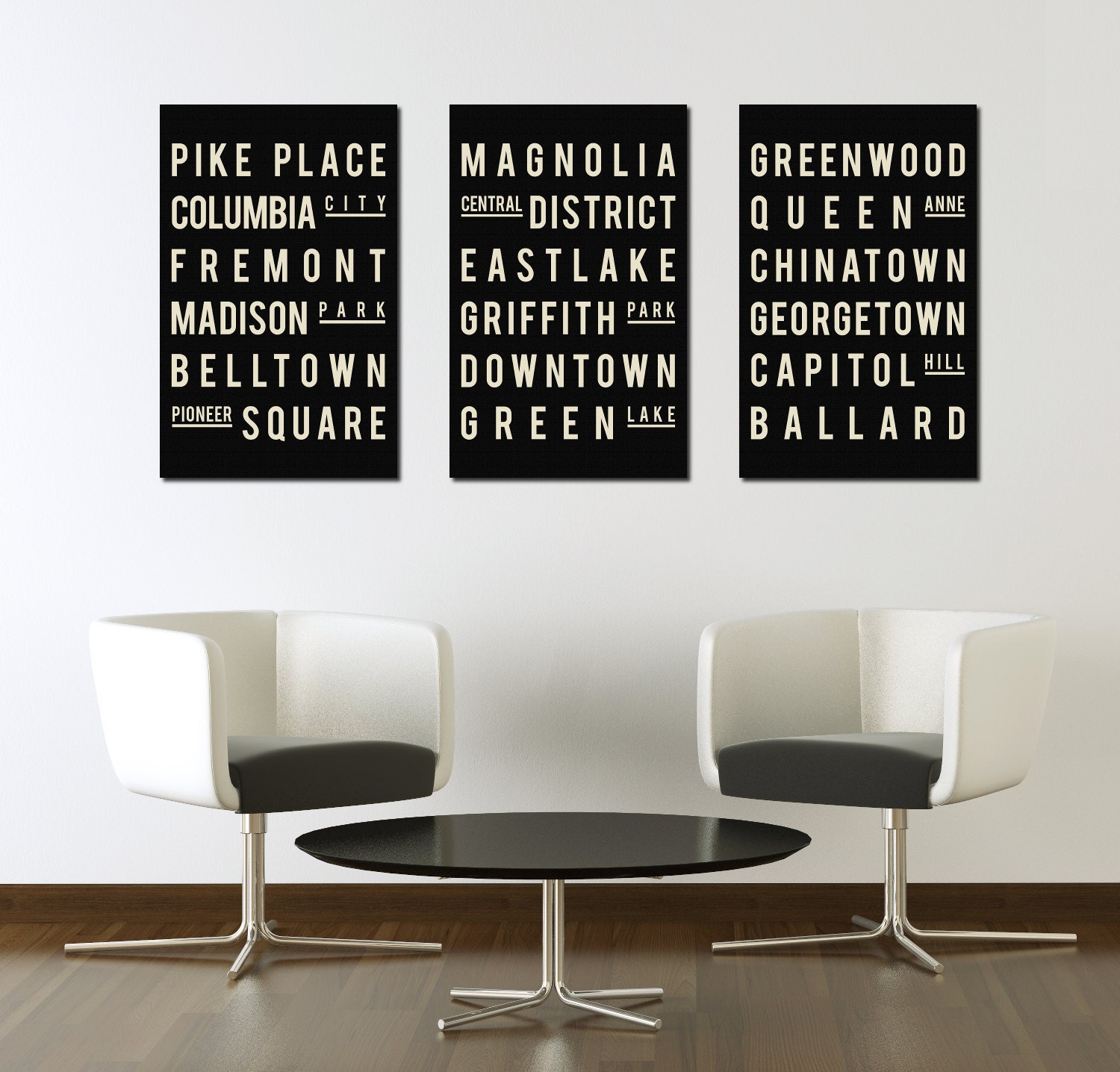 Personalized Art Poster. Art Print. Wedding Gift. Nursery Art. Typography  Poster. Quote Print.  Black and White. Set of 3