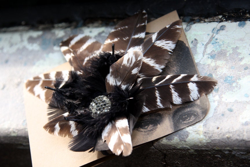 Fabulous Black Turkey and Quill Feather Fascinator