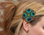 Lovely Red Pheasant and Peacock Feather Hair Clip Fascinator