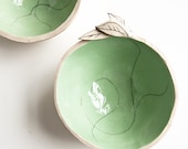 small ceramic bowl, mint green and beige pottery dish, handmade by karoArt ceramics - karoArt