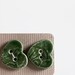 lace embossed, handmade ceramic buttons, green heart buttons. set of 2. karoArt ceramics, made in Ireland