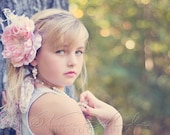 Baby Headband, Flower Headband, Flower Clip / Pink Peony Headband and Pink Curly Ostrich (Detachable) Toddler Pink Headband