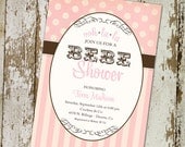 baby girl shower invitations, pink paris, bebe shower, digital, printable file (item 1333b)