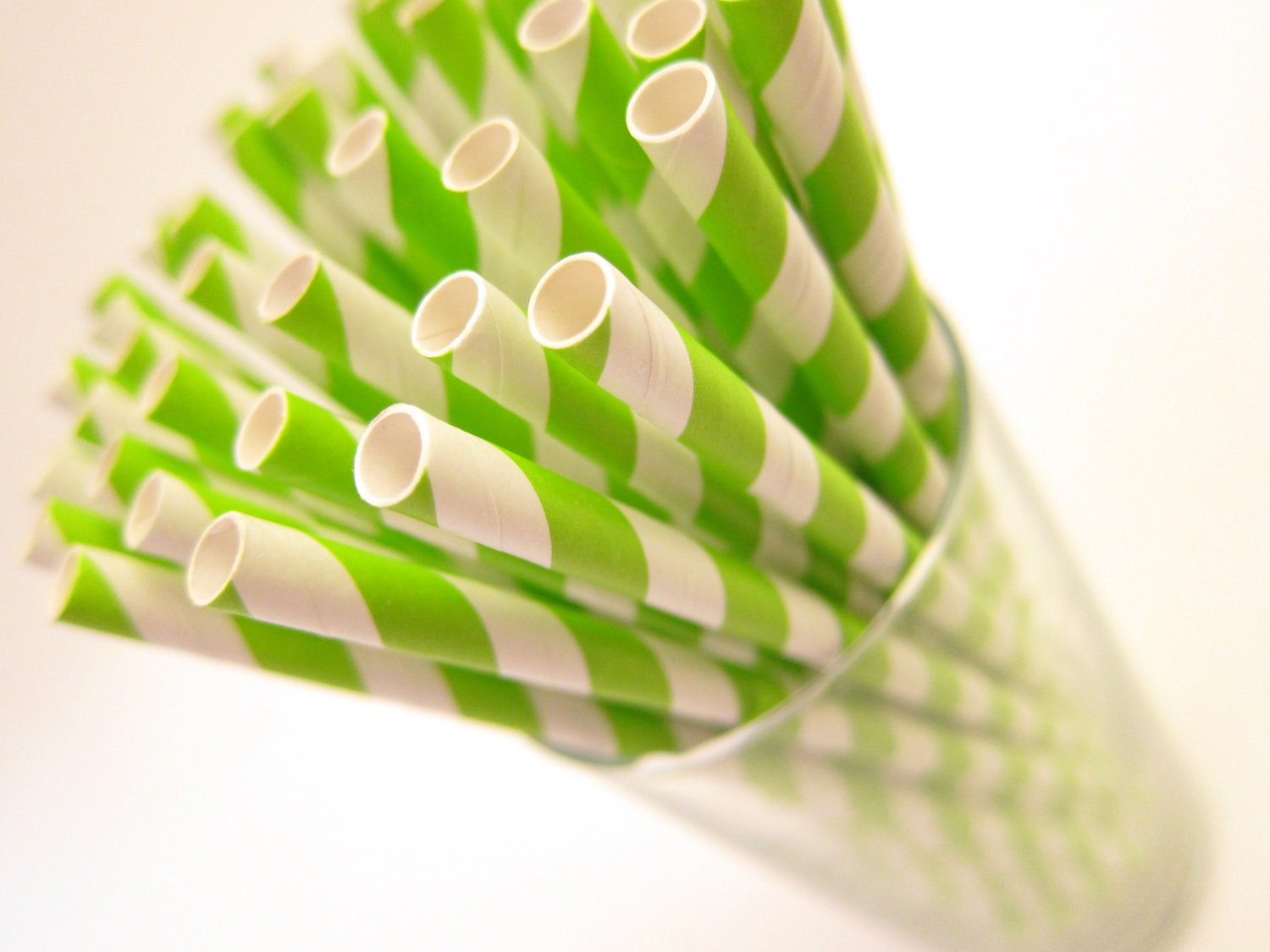 25 apple green striped Paper Straws, AND Digital DIY straw tags (your color choice), Party Striped Straws
