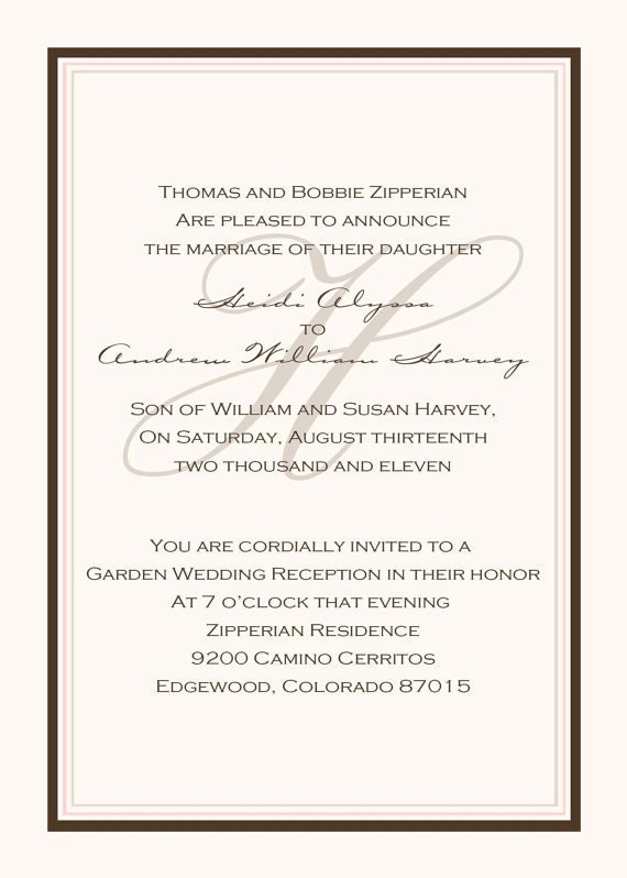 wedding invitations with initial, any colors, digital, printable (item 333)