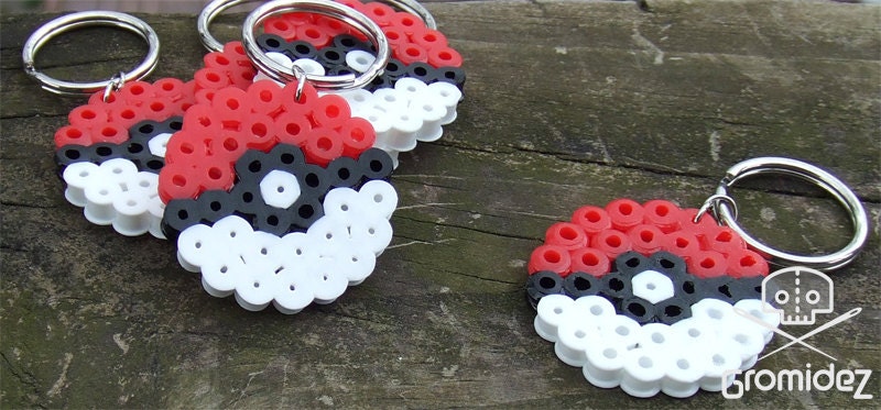 Pokeball Perler Key Chain