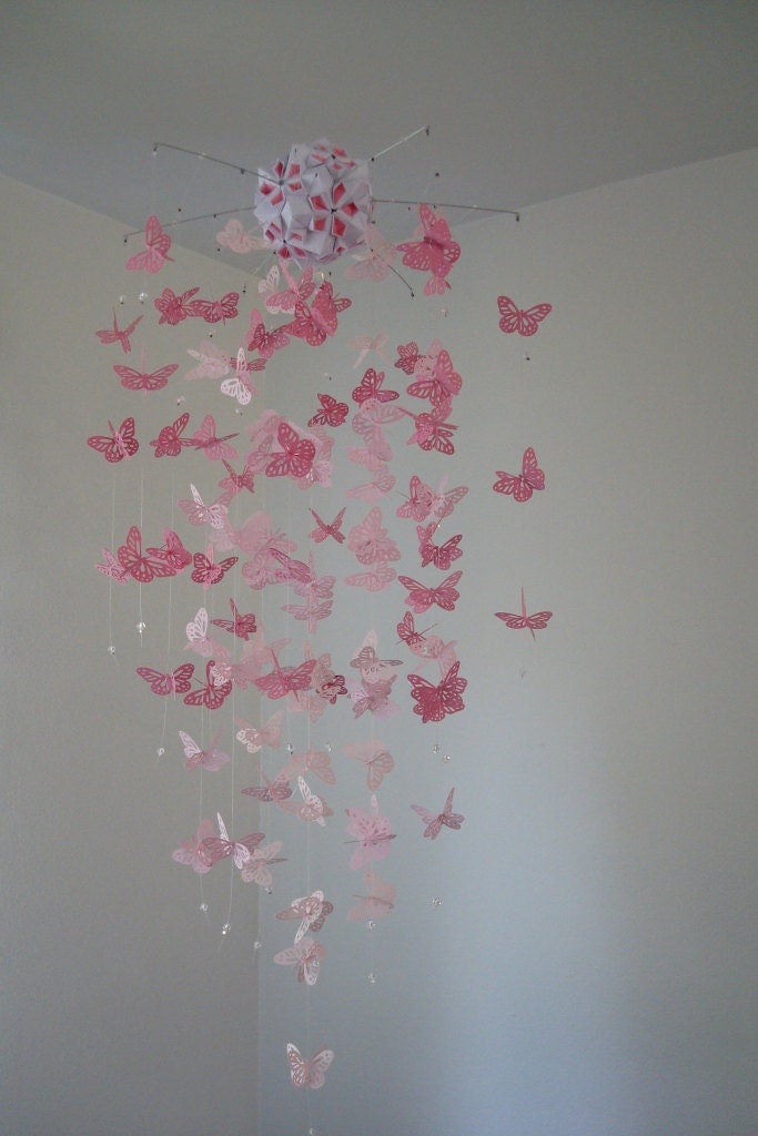 Monarch Butterfly Chandelier   Mobile -pink