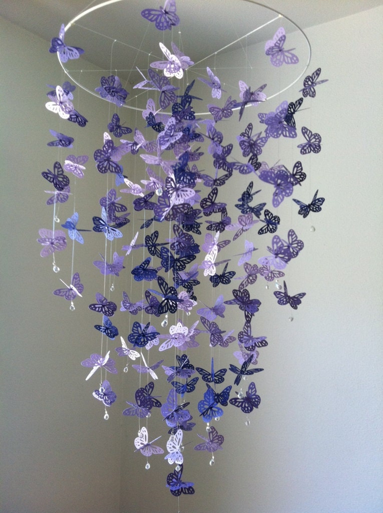 Monarch Butterfly Chandelier Mobile - purple