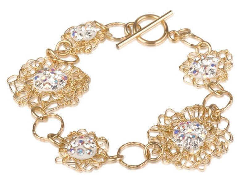 Gold Galaxies Bracelet with Swarovski Crystals