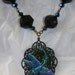 Dragonfly irridescent blue green glass black beads irridescent beads