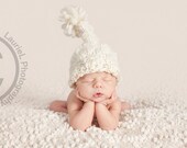 Newborn Hat PATTERN, Snow Bunny, Made with Thick and Thin Yarn, With Pom Pom