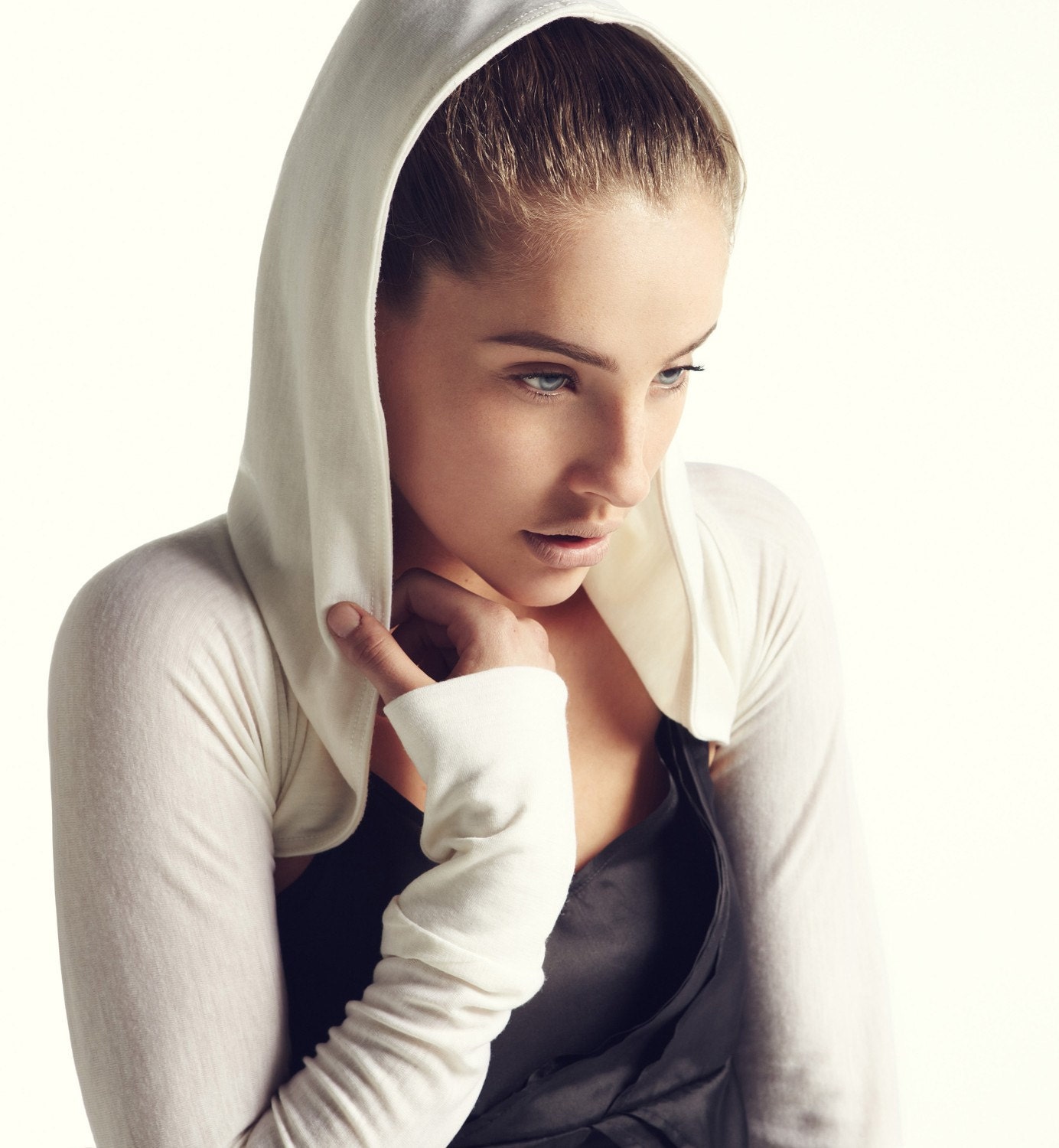 Organic jersey hoody sleeves sweater