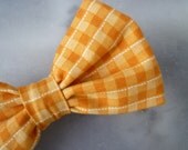 Boy's Orange Gingham Bow tie - clip on