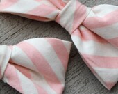 Boy's Pink and Cream Stripe Bow Tie - clip on