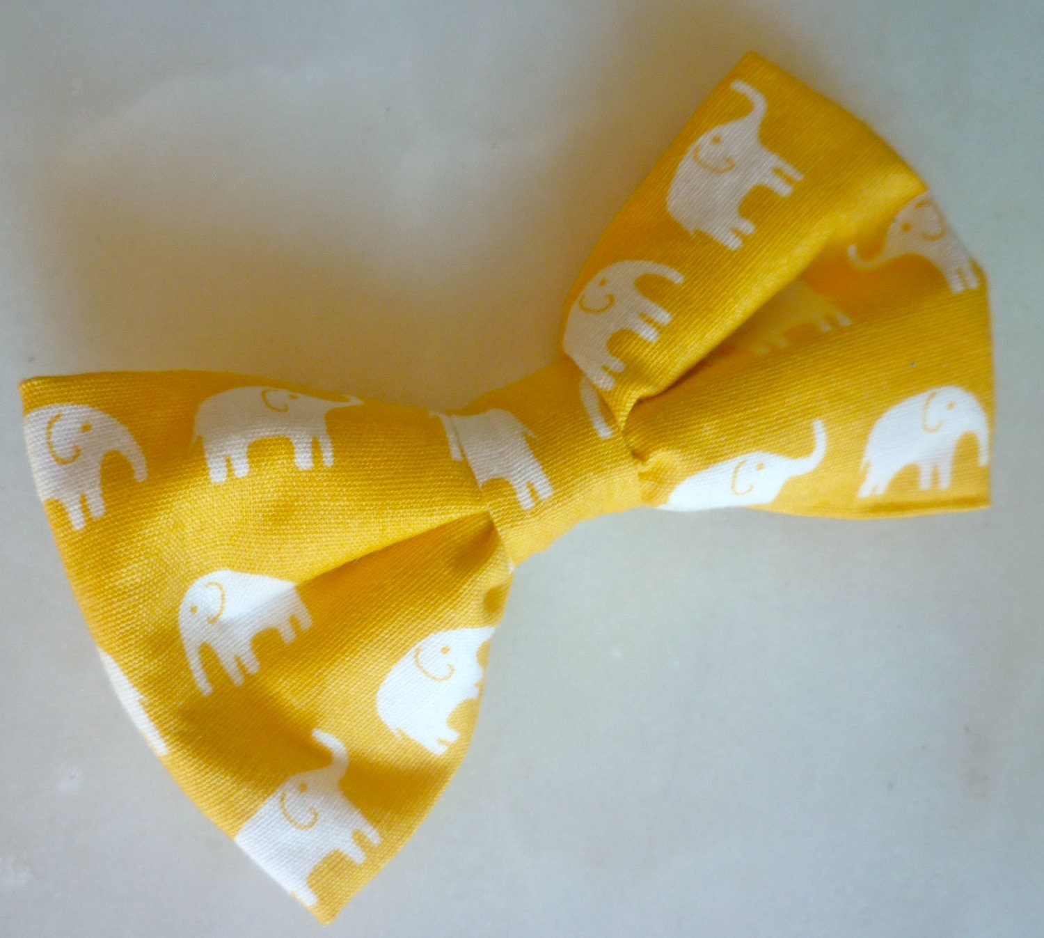 Yellow Elephant Mens Bow tie - clip on