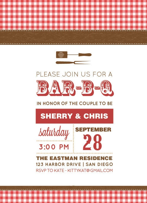 BBQ Invitation -  DIY Printable Couples Shower, Baby Shower (BabyQ), Cook Out Invitation - Barbecue Invitation Template
