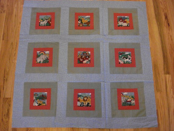 Mennonite Amish Noah's Ark Children's Quilt Top