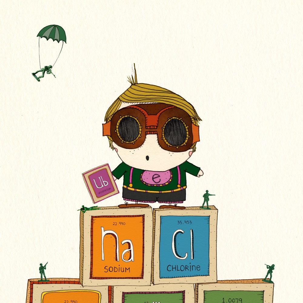 E is for Element Lad Print 6 x 6