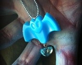 Blue Bat with a Cold Heart Necklace.