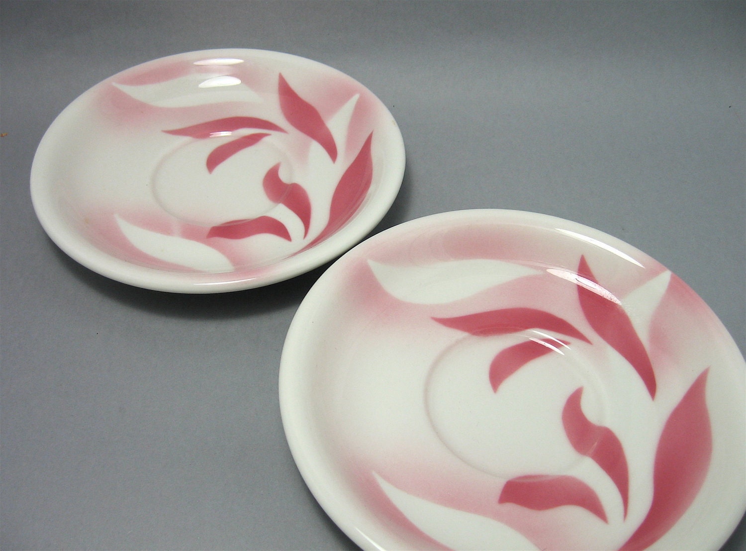 Two Vintage Airbrushed Saucers Jackson Restaurant Ware
