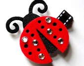 Baby Hair Clip - Felt Hair Clip - Baby Girl Hair Clip - Toddler Hair Clips - Bling Felt Ladybug Hair Clip