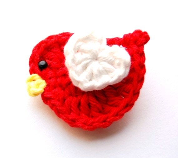 Baby Hair Clip - Crochet Hair Clip - Toddler Hair Clip  - NEW Red Crochet Bird Hair Clip,Girl, Baby, Toddler, Children clippies
