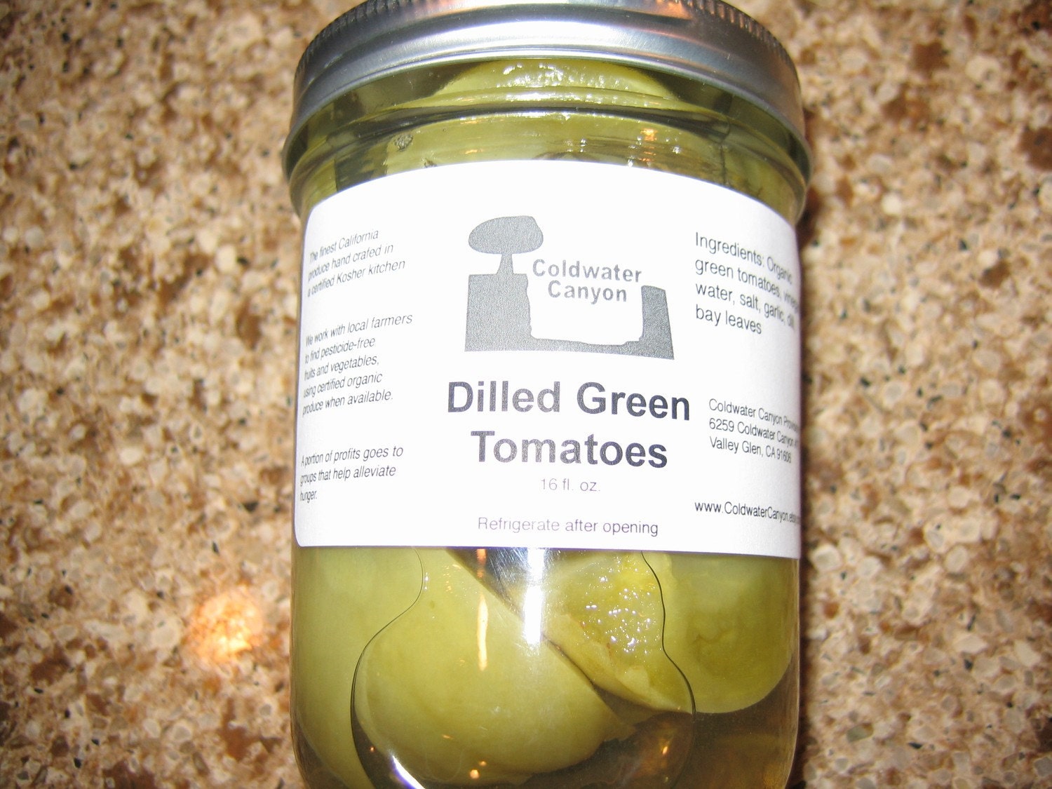 Dilled Green Tomatoes 16 oz Gourmet Pickle NO Sugar Added