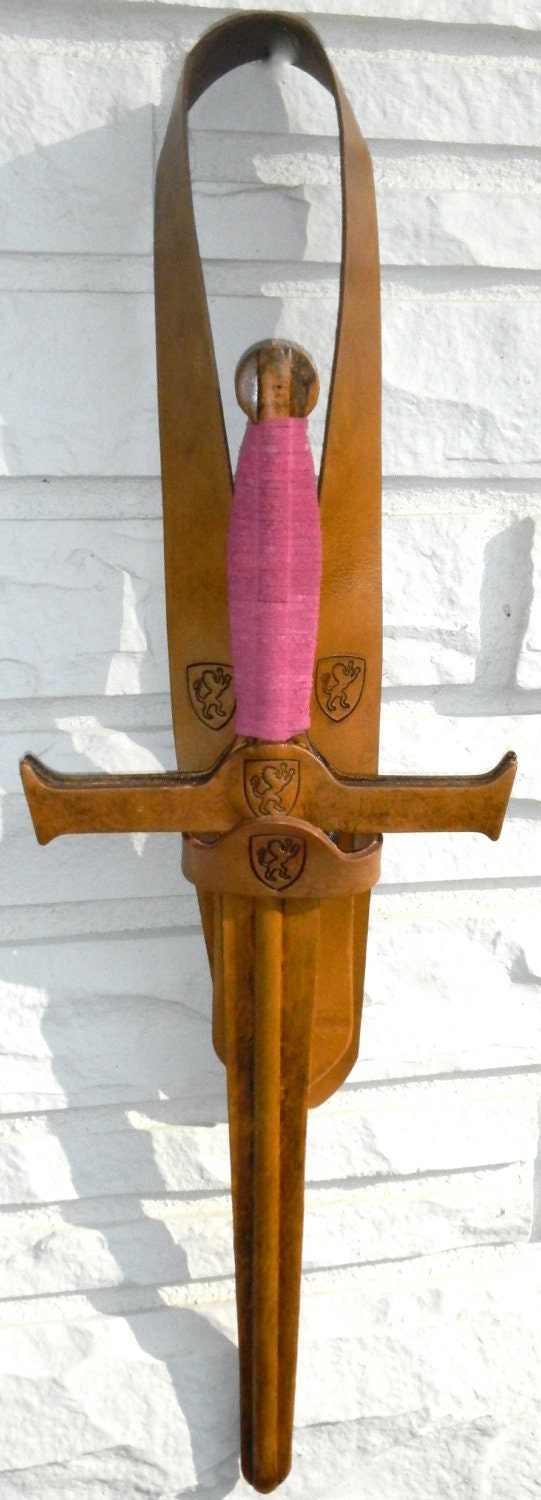 Handmade Leather Sword & Holster Set w/ Lion Emblem