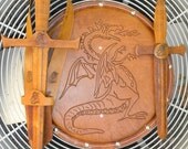 Handmade Leather COMPLETE Set - Sword, Dagger, Holder, & Shield w/ Dragon Emblem