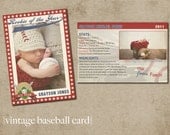 Vintage Baseball Card Photo Birth Announcement