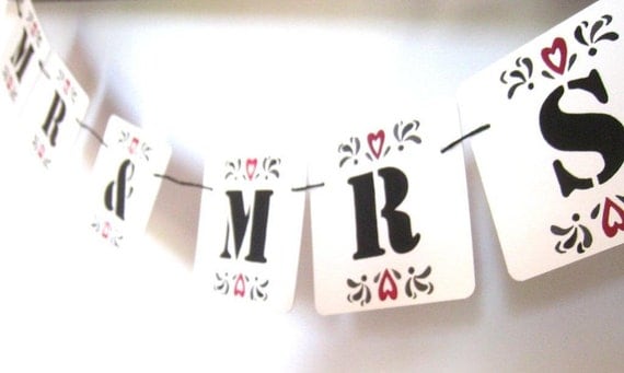 Mr. & Mrs. Wedding Banner - Shabby Chic Look, Aged Look Il_570xn