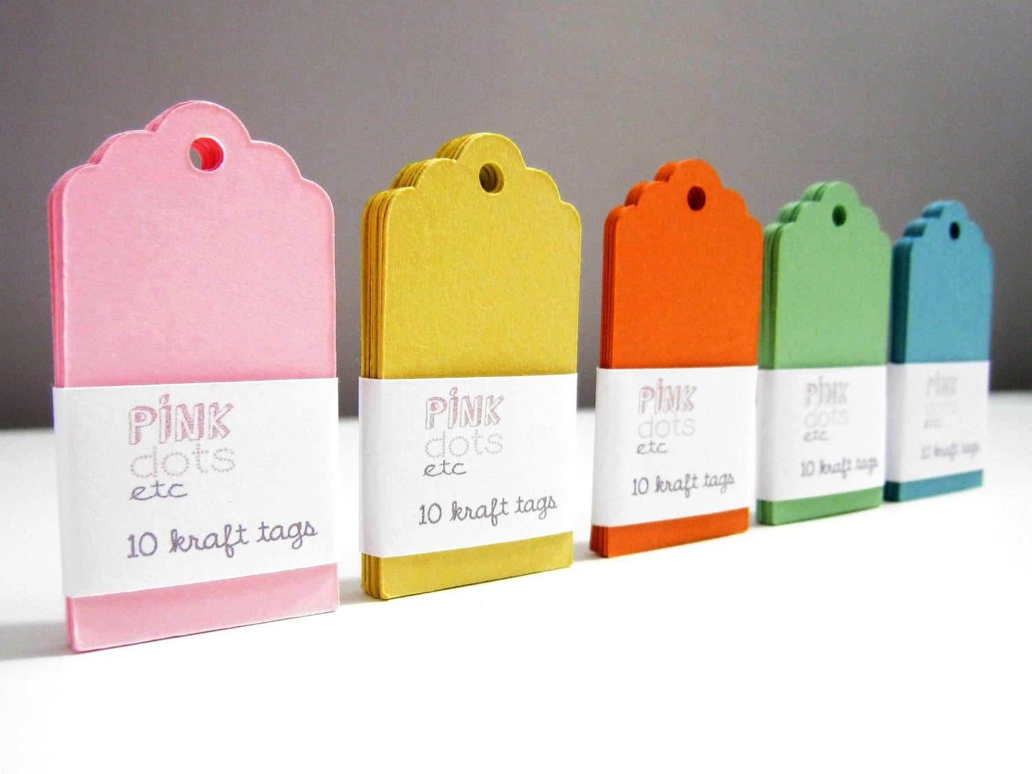 Blank Kraft Gift Tags - Set of 50 - 5 Colors: 10 Light Pink,10 Apple Green,10 Light Blue,10 Sunny Yellow,10 Pumpkin Orange Il_570xn