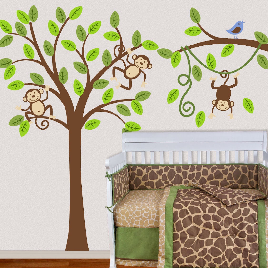 Tree Wall Decal Monkey Nursery Kids Removable Wall Vinyl Decal Wall Sticker OHSC
