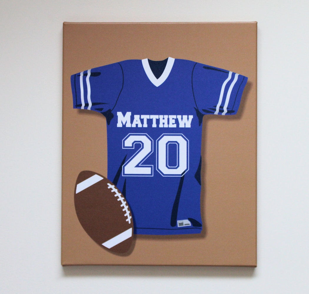 Football Jersey Sports Wall Art Stretched Canvas Nursery Decor 11" x 14"