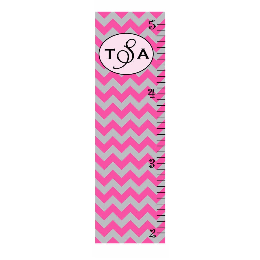 Growth Chart Children Chevron Monogram Canvas Growth Chart Personalized Children
