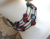 MOTHERS DAY SALE...Red Neck Choker...........................Raku Clay Necklace Choker