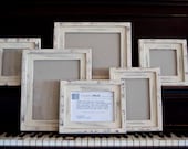 Frame Collection 6 Picture Frames total...2) 8x10's...2) 5x7's...and 2)5x5's  STACKED pine wood distressed picture frames...IVORY (SAND)