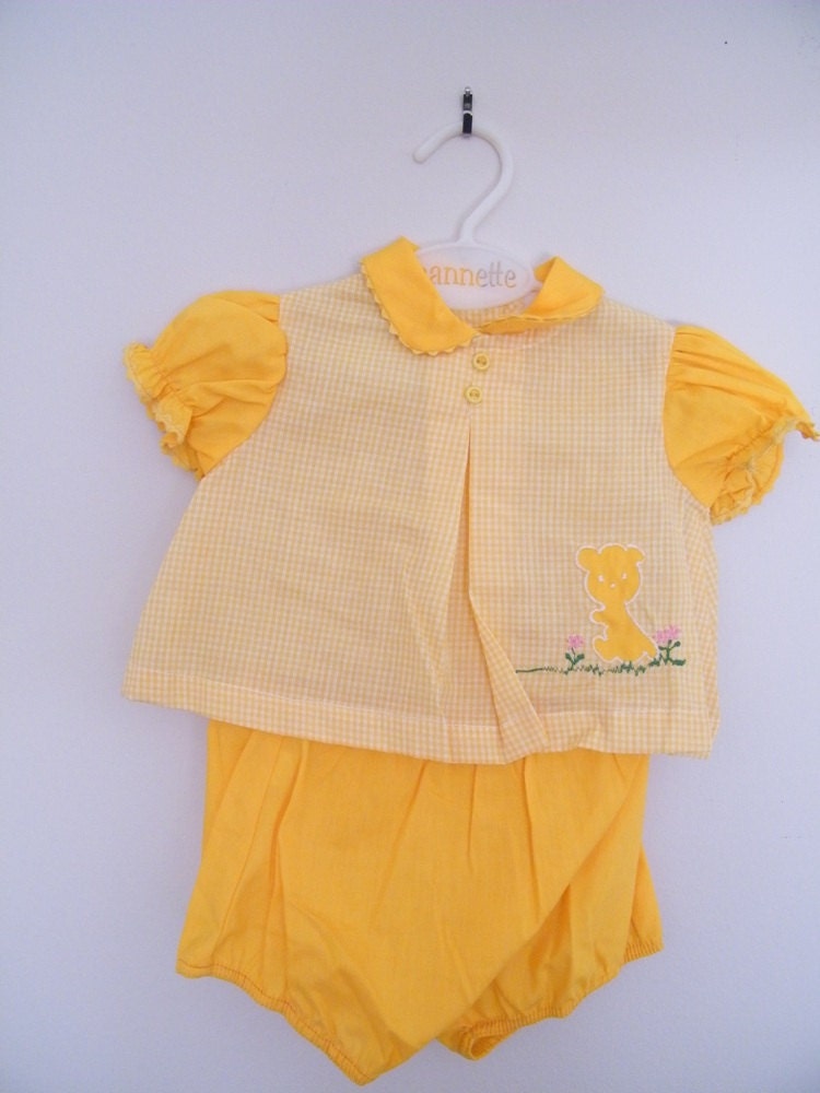 Vintage 1960s Yellow Baby Outfit Set /  Never Worn