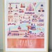 Illustrated Paris Map, 16" x 20", Digital Print